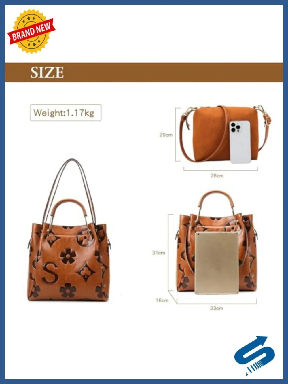 Embossed Vegan Leather Floral Top Handle Purse 3-in-1 Satchel Tote Bucket Bag